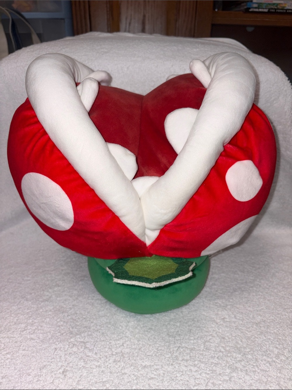 Super Mario club mocchi mocchi piranha plant White Polka Mushroom Stuffed Toy lg